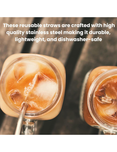 Paquete de 12 Pajitas Reutilizables Vyntage de Acero Inoxidable