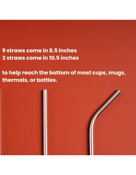 Paquete de 12 Pajitas Reutilizables Vyntage de Acero Inoxidable