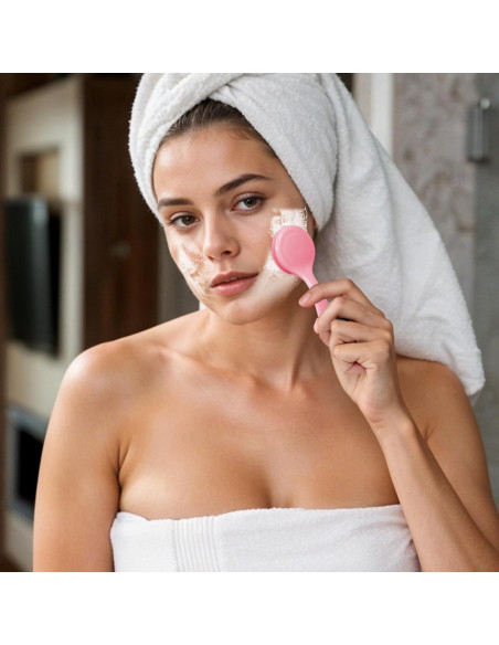 Set de 2 Cepillos Faciales Manuales de Silicona Rosa - Xthrotsenk