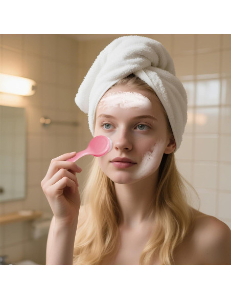 Set de 2 Cepillos Faciales Manuales de Silicona Rosa - Xthrotsenk
