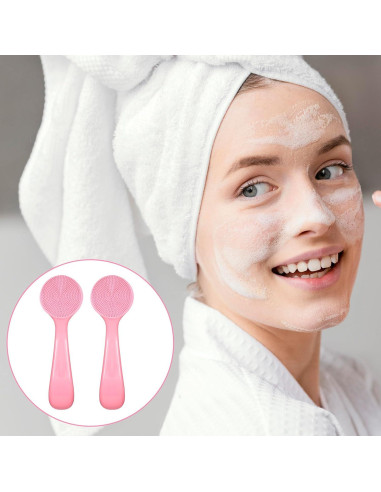 Set de 2 Cepillos Faciales Manuales de Silicona Rosa - Xthrotsenk