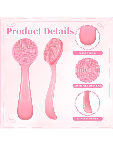 Set de 2 Cepillos Faciales Manuales de Silicona Rosa - Xthrotsenk