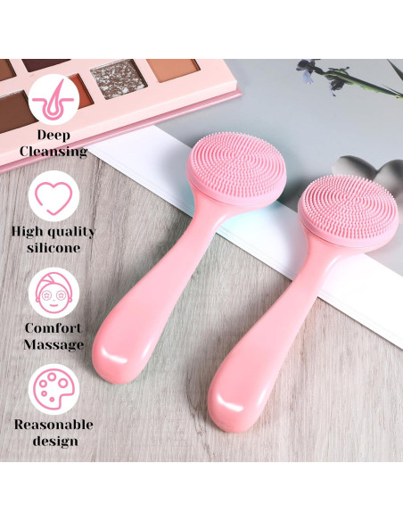 Set de 2 Cepillos Faciales Manuales de Silicona Rosa - Xthrotsenk