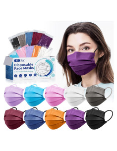 Mascarillas Desechables NEWLA 4 Capas - 50 Unidades, 10 Colores