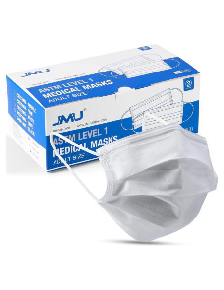 Mascarillas Desechables JMU 50pcs 3 Capas Grado Médico Blancas