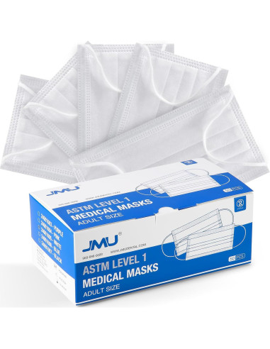 Mascarillas Desechables JMU 50pcs 3 Capas Grado Médico Blancas