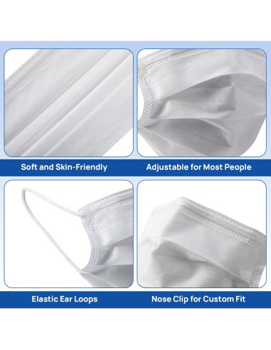 Mascarillas Desechables JMU 50pcs 3 Capas Grado Médico Blancas