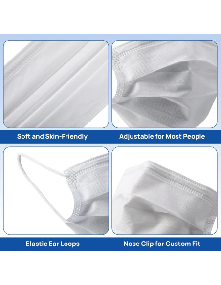 Mascarillas Desechables JMU 50pcs 3 Capas Grado Médico Blancas
