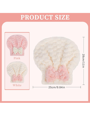 Toallas de Secado de Cabello Microfibra Arqumi - 2 Piezas Rosa y Blanco