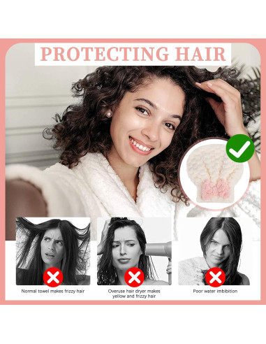 Toallas de Secado de Cabello Microfibra Arqumi - 2 Piezas Rosa y Blanco