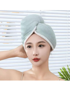 Toalla de Microfibra para Cabello XPZKAIYUE Rosa y Verde 61x25 cm 2