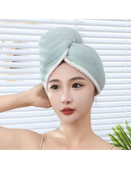 Toalla de Microfibra para Cabello XPZKAIYUE Rosa y Verde 61x25 cm