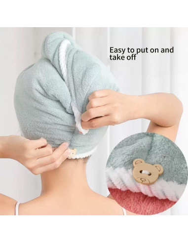 Toalla de Microfibra para Cabello XPZKAIYUE Rosa y Verde 61x25 cm