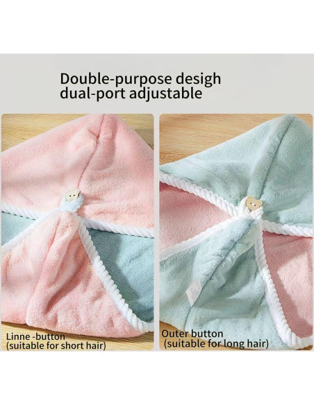 Toalla de Microfibra para Cabello XPZKAIYUE Rosa y Verde 61x25 cm