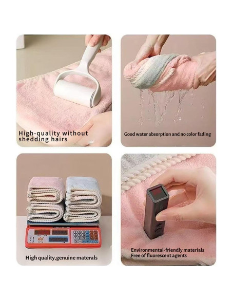 Toalla de Microfibra para Cabello XPZKAIYUE Rosa y Verde 61x25 cm