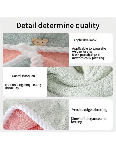 Toalla de Microfibra para Cabello XPZKAIYUE Rosa y Verde 61x25 cm