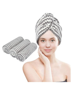 Toalla de Microfibra para el Cabello VIVOTE 3 Pack Gris 25.4x64.8cm