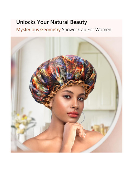 Gorro de Ducha Reutilizable Mikimini XL Marrón Geométrico Gorro de Ducha Reutilizable Mikimini XL Marrón Geométrico