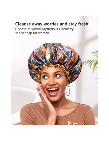 Gorro de Ducha Reutilizable Mikimini XL Marrón Geométrico
