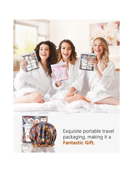 Gorro de Ducha Reutilizable Mikimini XL Marrón Geométrico Gorro de Ducha Reutilizable Mikimini XL Marrón Geométrico