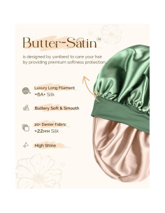 Bonete de Satén Jumbo YANIBEST Verde para Dormir Doble Capa 2