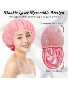 Gorro de Ducha Reutilizable Impermeable Vidsel - Doble Capa Satén 2