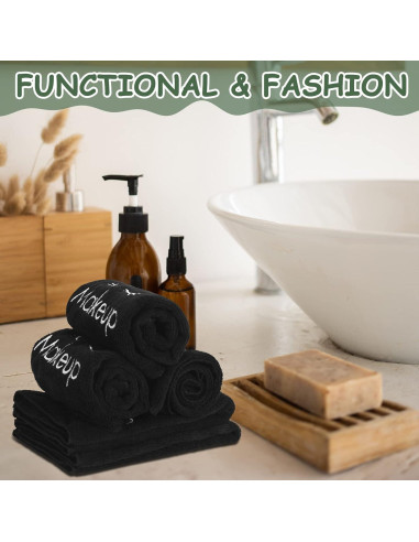 30 Toallas de Maquillaje Microfibra Negras Vabean 33x33 cm