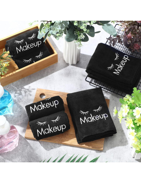 30 Toallas de Maquillaje Microfibra Negras Vabean 33x33 cm