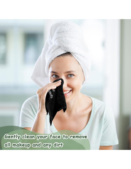 30 Toallas de Maquillaje Microfibra Negras Vabean 33x33 cm