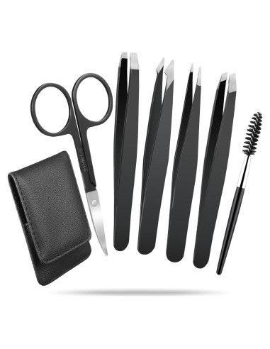 Set de 6 Pinzas de Precisión JSUSOU para Cejas y Vello Facial