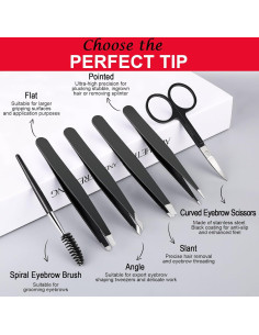 Set de 6 Pinzas de Precisión JSUSOU para Cejas y Vello Facial 2
