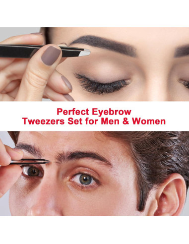 Set de 6 Pinzas de Precisión JSUSOU para Cejas y Vello Facial