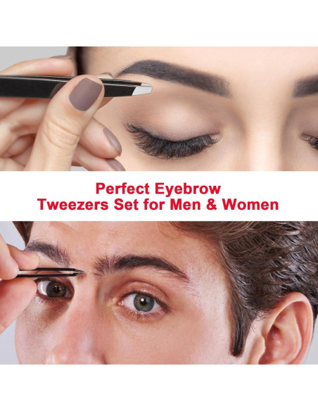 Set de 6 Pinzas de Precisión JSUSOU para Cejas y Vello Facial