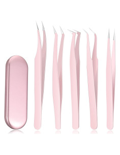 Pinzas para Extensiones de Pestañas Chumia 5 Pcs Acero Inoxidable