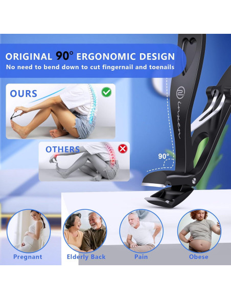 Cortauñas Ergonómicos INXEN Juego de 3 para Uñas Gruesas