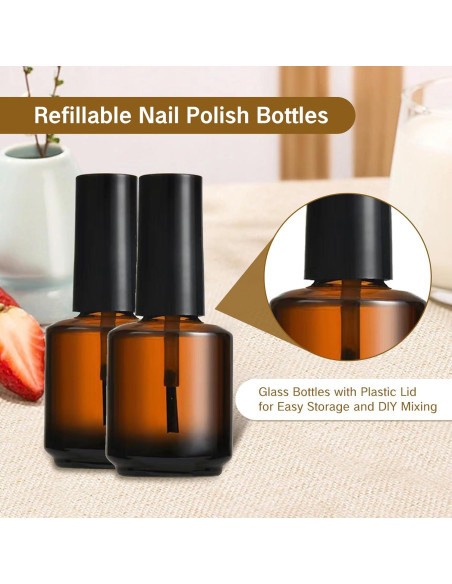 2 Botellas Vacías de Esmalte de Uñas KMYZQDV 15ml con Brocha