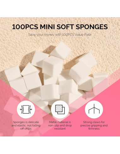 Esponjas para Uñas MelodySusie 100 Pcs con Agarrador