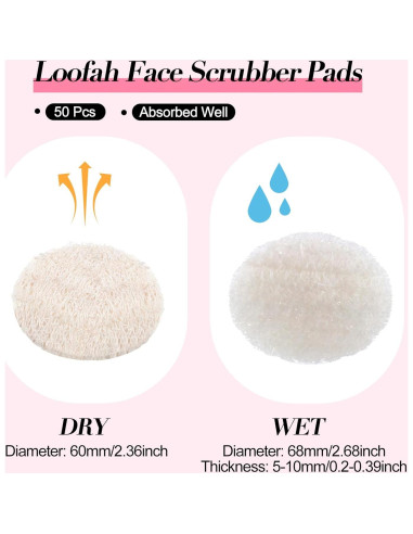 Esponjas Exfoliantes Faciales Bokon 50 Pcs Lufa Natural 6 cm