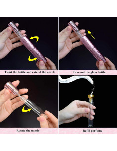 Atomizador de Perfume Recargable ZKSM 10ml Rosa con Embudo 2