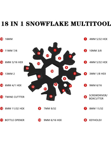 Multiherramienta Fudragtn Copo de Nieve 18-en-1 Multicolor