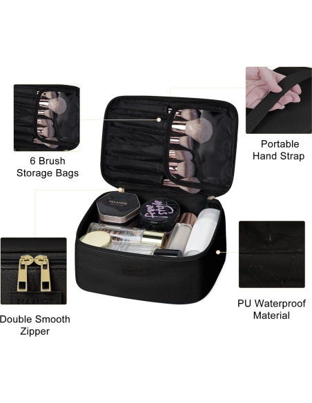 Bolsa de Maquillaje Grande MAANGE con 2 Bolsitas Negras Bolsa de Maquillaje Grande MAANGE con 2 Bolsitas Negras