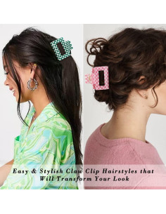 Clips de Garra a Cuadros Ahoney 4 Pack Y2K 5.08 cm 2