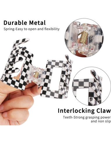 Clips de Garra a Cuadros Ahoney 4 Pack Y2K 5.08 cm