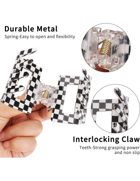 Clips de Garra a Cuadros Ahoney 4 Pack Y2K 5.08 cm