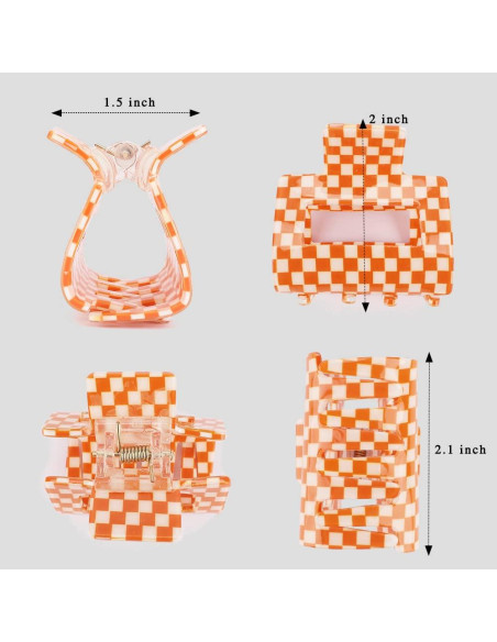 Clips de Garra a Cuadros Ahoney 4 Pack Y2K 5.08 cm