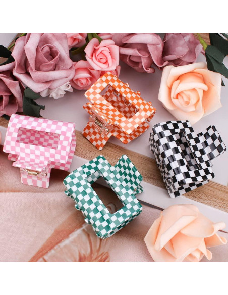 Clips de Garra a Cuadros Ahoney 4 Pack Y2K 5.08 cm