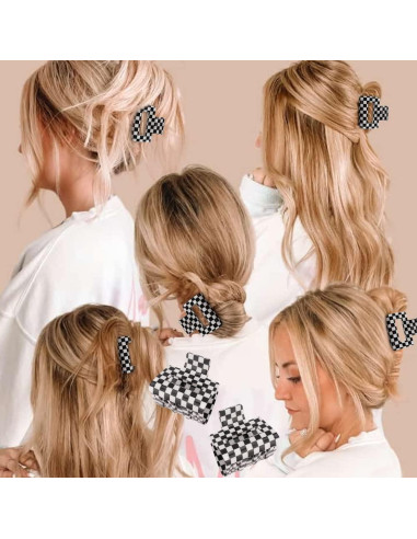 Clips de Garra a Cuadros Ahoney 4 Pack Y2K 5.08 cm