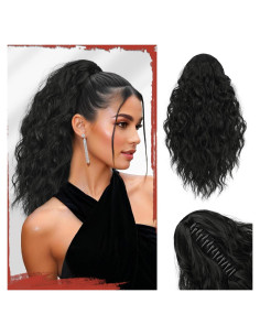 Extensión de Cola de Caballo Sofeiyan 40.64 cm Ondulada Negra