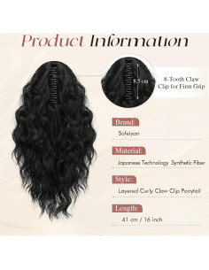 Extensión de Cola de Caballo Sofeiyan 40.64 cm Ondulada Negra 2