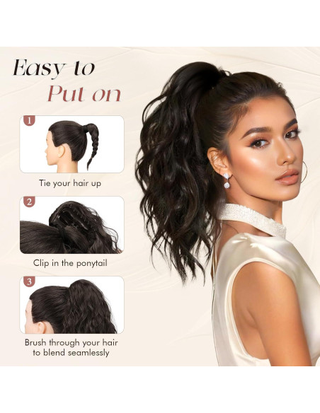 Extensión de Cola de Caballo Sofeiyan 40.64 cm Ondulada Negra
